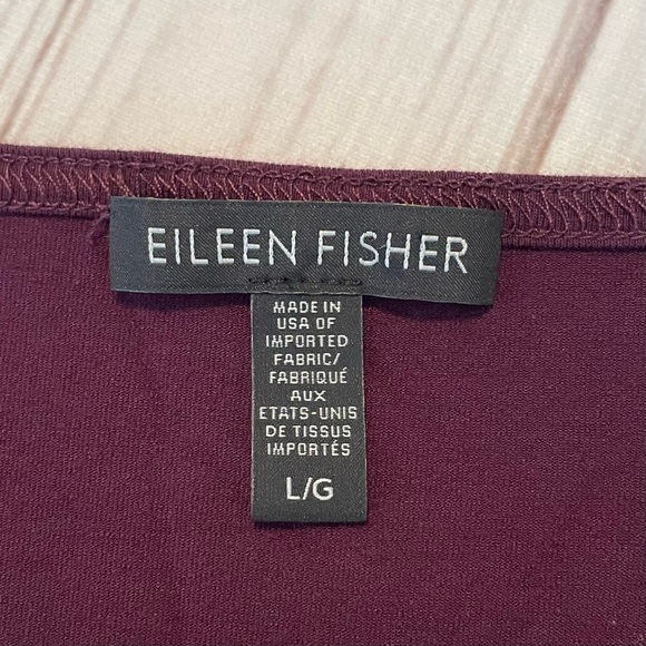 Eileen Fisher Tunic Dress Women’s L Purple Burgundy Flowy 3/4 Sleeve Relaxed Fit - Picture 9 of 15
